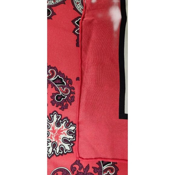 Silk Scarf 27x27 | Red Paisley Print | Square Neck or Hair Accessory - Picture 3 of 6